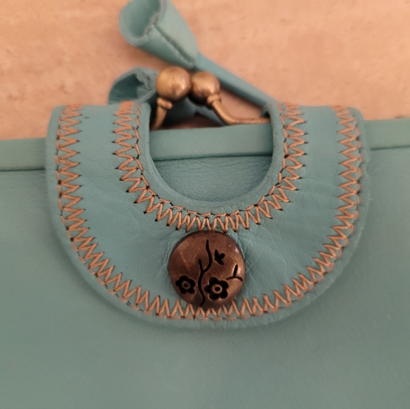Lucky Brand Vintage Teal Leather Purse Wallet/Wristlet Butter-Soft Leather EUC - Picture 10 of 12